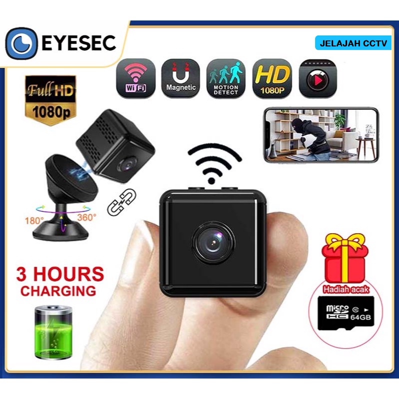 KAMERA EYESEC Mini CCTV 1080P Wifi Camera Mini Spy Cam Tersembunyi Kamera Pengintai Mini CCTV Batera