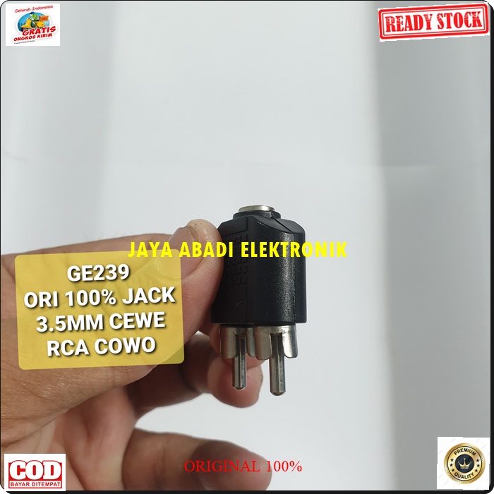 G239 ORIGINAL JACK RCA 3.5 MM ADAPTER JEK KONEKTOR SAMBUNGAN SPLITER AUDIO SPLITTER SOUND SUARA CONVERTER KONEKTOR MULTI UNIVERSAL MALE EXTENSION PENYAMBUNG HEADSET HEADPHONE FEMALE AUX DVD MALE AMPLI STEREO HEADSET  Original jack rca cowo jek rca cewe ad