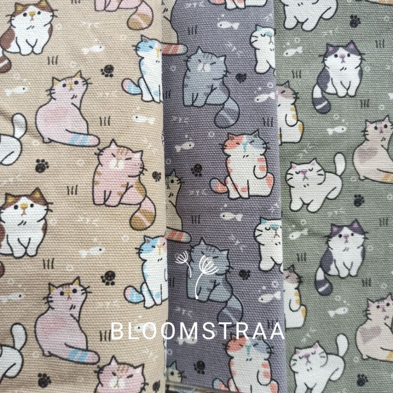 Kain Kanvas Kucing Tabby bahan canvas meteran motif Tabby Cat fabric 0,5m