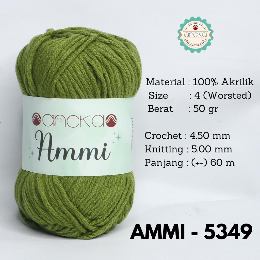 Benang Rajut Ammi / 100% Acrylic / 6 Ply Akrilik - 5349 (Hijau Rumput)