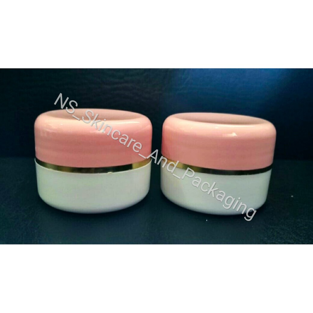 Pot cream 12,5 gr pink muda - putih list gold / pot cream pink-putih list gold 12,5gr / Pot cream Termurah