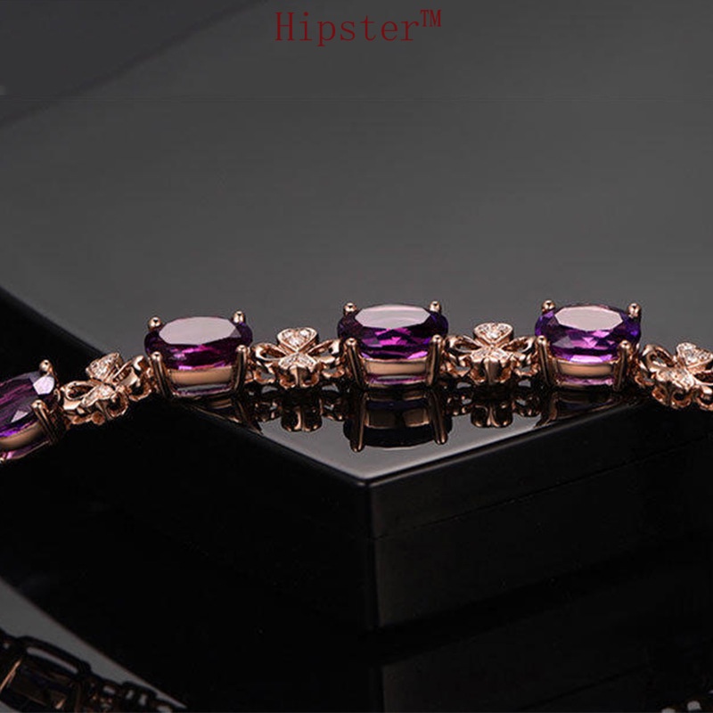 Hot Sale Luxury Natural Amethyst Four-Leaf Clover Diamond Bracelet