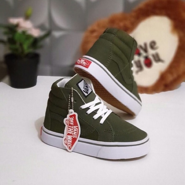Sepatu vans sk8 Army biru tua untuk anak-anak