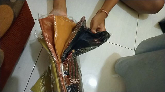 Atasan Blouse Batik Wanita Lengan Panjang Motif Wayang Bahan Katun Stretch, 124 Gw#