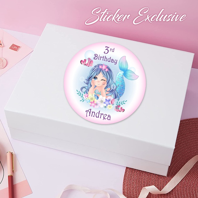 

50 STIKER / STICKER MERMAID 6 UTK BAG / BENTO / SOUVENIR ULTAH ULANG TAHUN