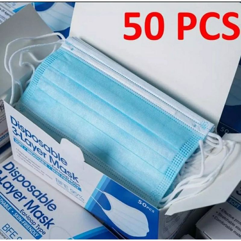 Masker 3 ply disposable (50pcs) MASKER 3 lapis PLAY EARLOOP DISPOSABLE lembut soft - masker murah - masker earloop - masker 3 ply