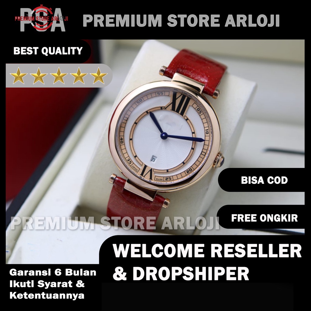 Grosiran Jam Tangan Fashion Wanita 42200EV Analog Tali Kulit Tanggal Aktif Free Baterai Cadangan (BISACOD)