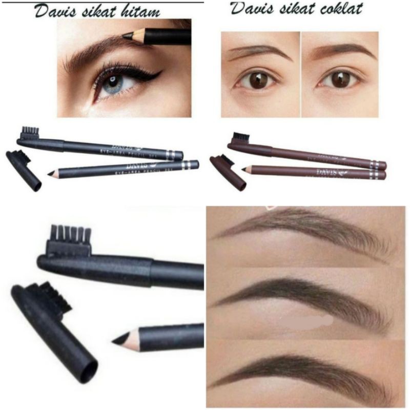 [BPOM] Pensil Alis Davis Eyebrow + Sikat Alis Kosmetik Mata Make Up Makeup