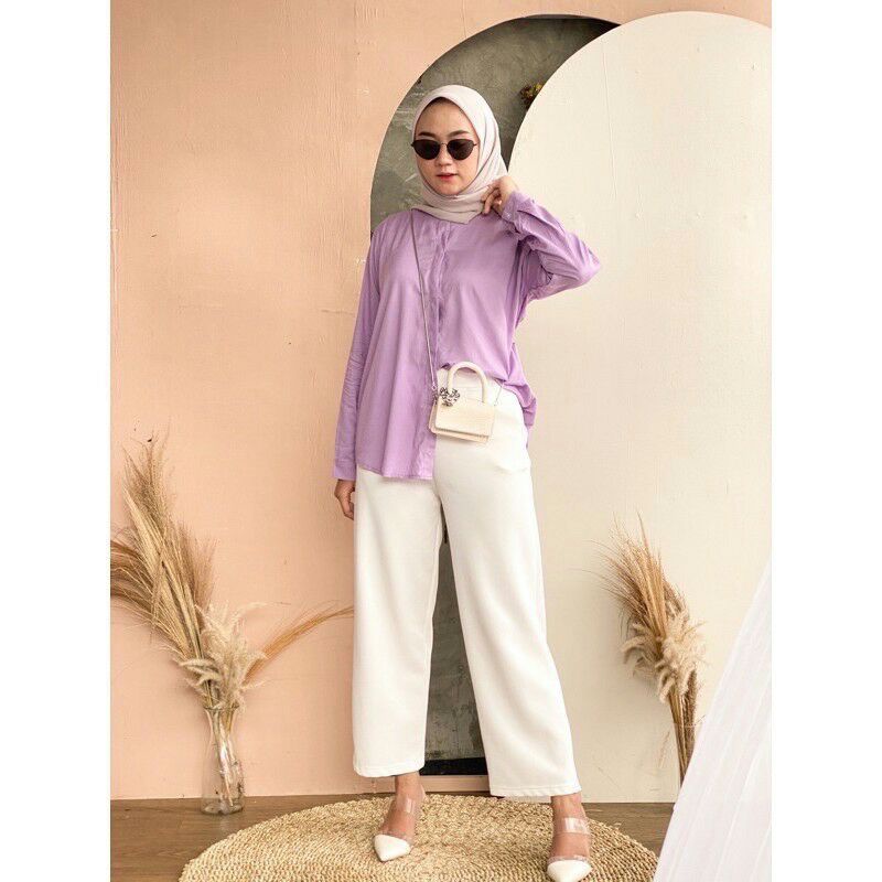 Kemeja Wanita Rayon Premium Bahan Adem Banget Termurah-Lilac