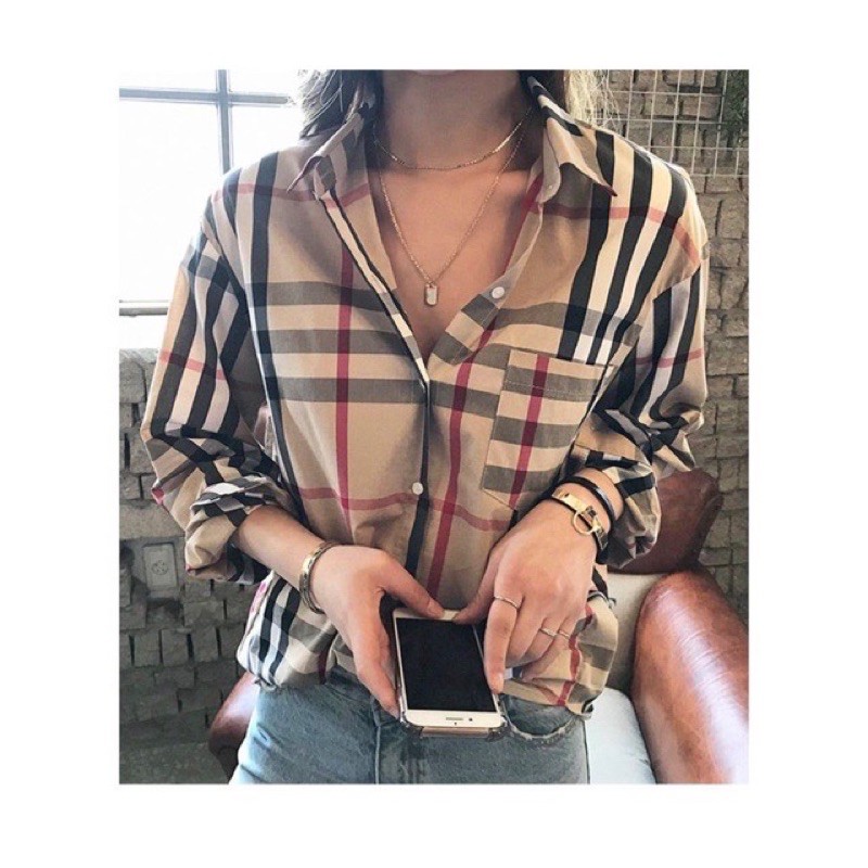 Kemeja kotak/ kemeja wanita casual / kemeja vintage/ kemeja kerja / K 8536 / kemeja kotak jumbo-LD 110 (K564)