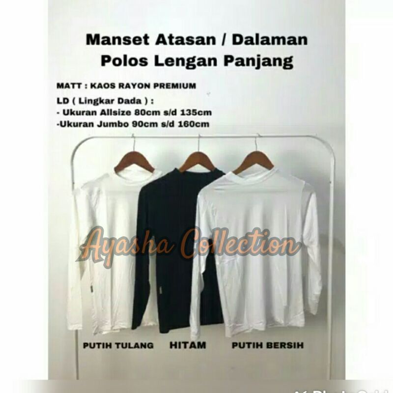 Manset Baju Manset Kaos Lengan Panjang Baju Dalaman Muslimah Manset Kaos Wanita