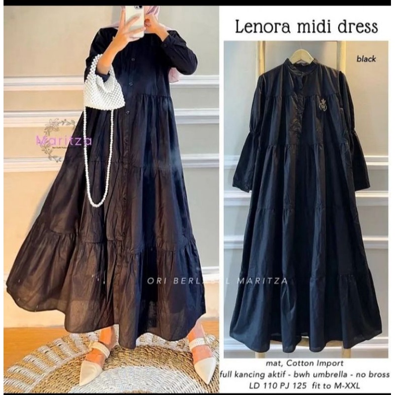 Lenora Midi Dress Bahan Katun HQ Best Seller
