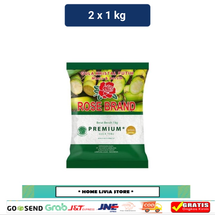 

Rose Brand Gula Pasir Kristal Putih Premium (Kemasan Hijau) 1 Kg x2