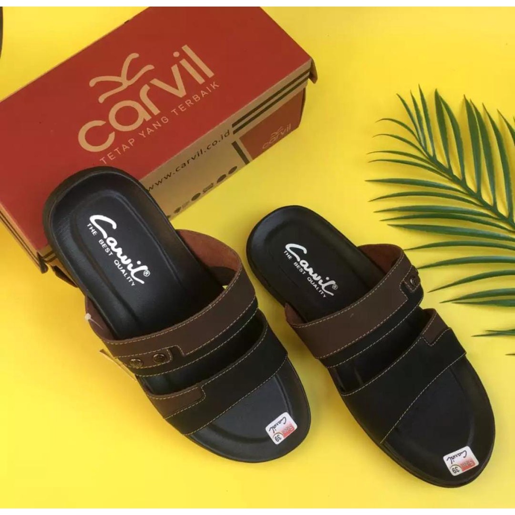 Sandal Pria New Design/Sandal Casual/Sandal Jepit/Sandal Slop/Carvil Coklat