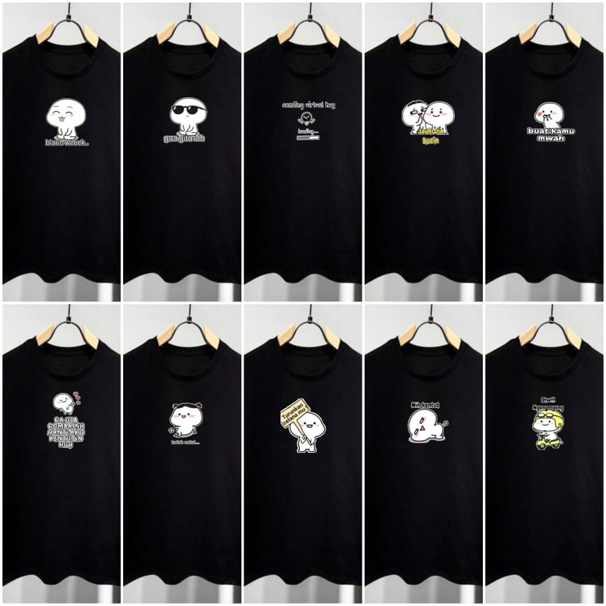 Noveli wear - Kaos emote pentol oversize baju kaos hitam distro murah edition unisex trendy motif kaos couple