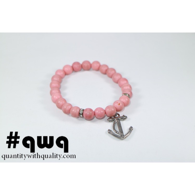 gelang beads bracelet Titanium soft pink phyrus anchor jangkar bangle