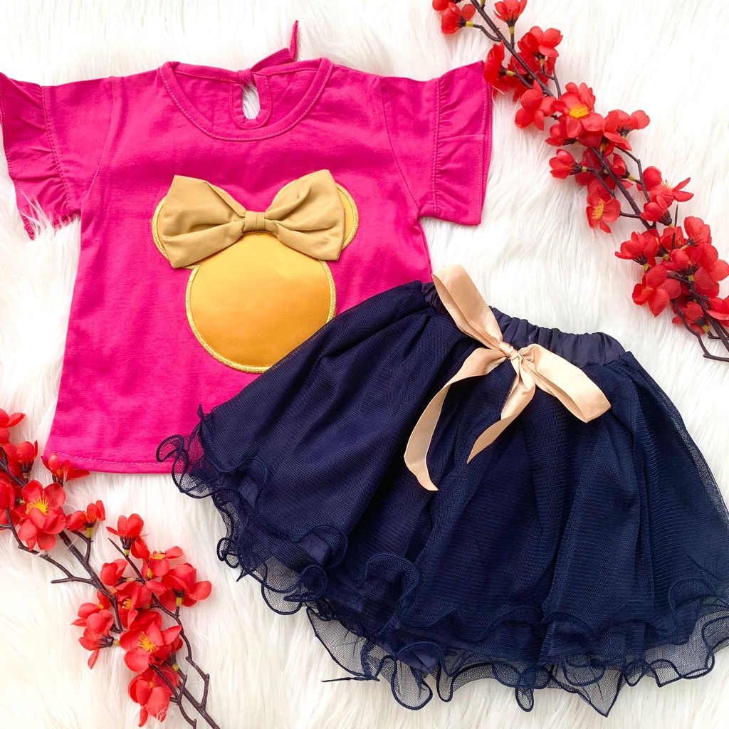 Baju setelan kaos rok anak bayi cewek perempuan lucu baby girl cantik fashion murah kekinian -min