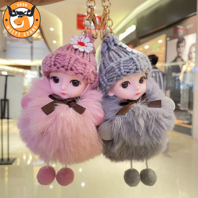 Gantungan Kunci Boneka Bulu Lucu