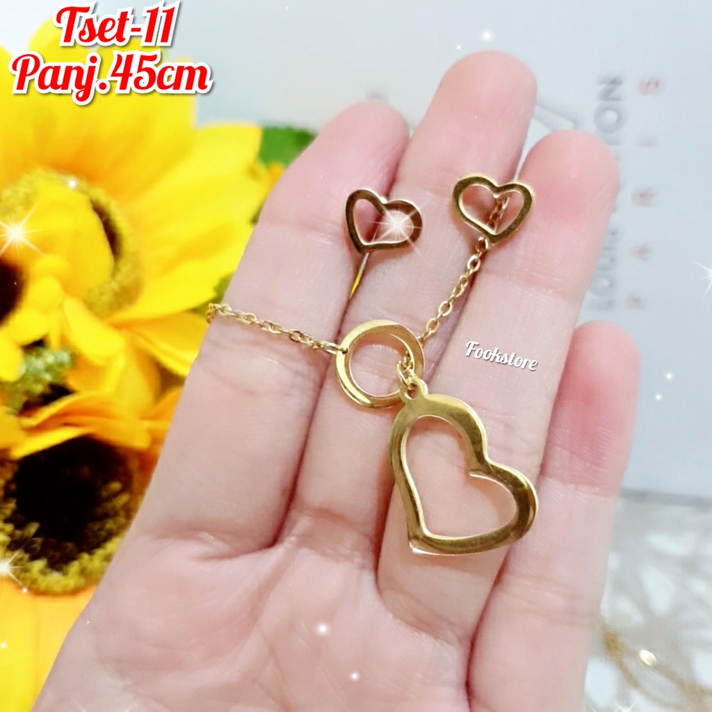 SET KALUNG TITANIUM WANITA 2 IN 1 ANTI KARAT | ANTI ALERGI