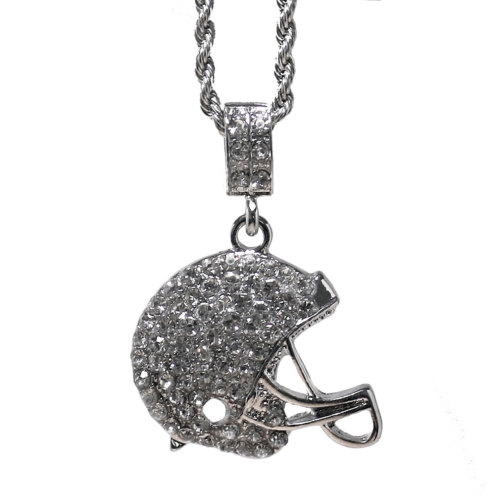 Hu Hu Hu Hu Hu Alat Bantu Pasang Kacamata♡ Kalung Liontin Bentuk Topi Rugby Aksen Berlian Imitasi Gaya Hip Hop Untuk Unisex