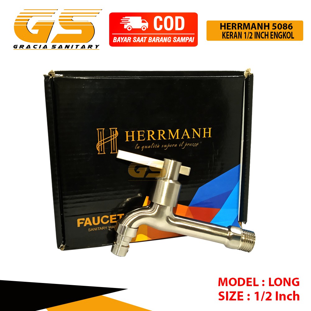 Kran 1/2 Inch Engkol Long Stainless Steel 304 Keran Air / Kran Mesin Cuci / Kran Selang / Kran Air Taman