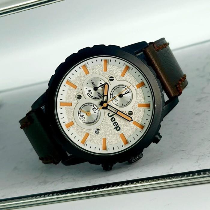 Terbaru JAM TANGAN PRIA JEEP 9018 CRONO AKTIF BODY HITAM TERMURAH - COKLAT PLAT PUT Bergaransi