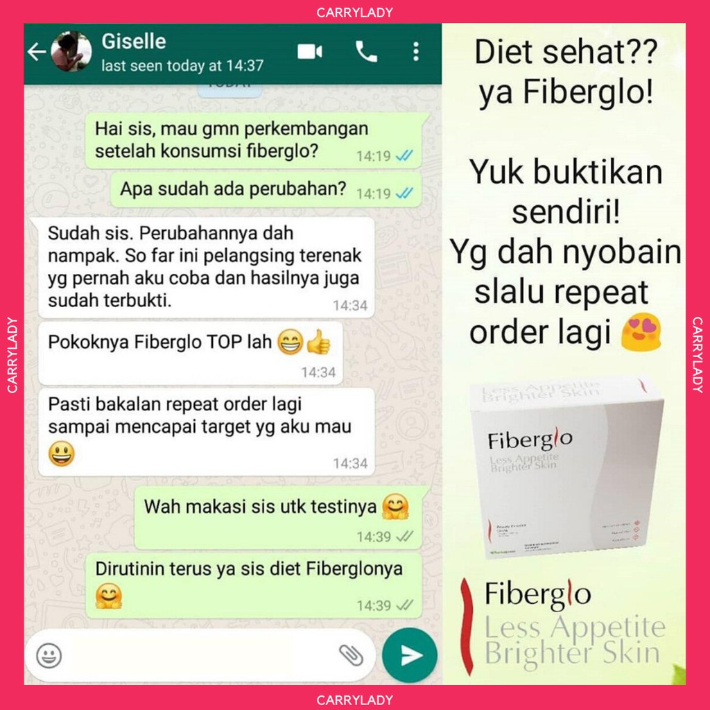 FIBERGLO OBAT DIET PEMUTIH MINUMAN HERBAL PELANGSING PENCERAH ORIGINAL