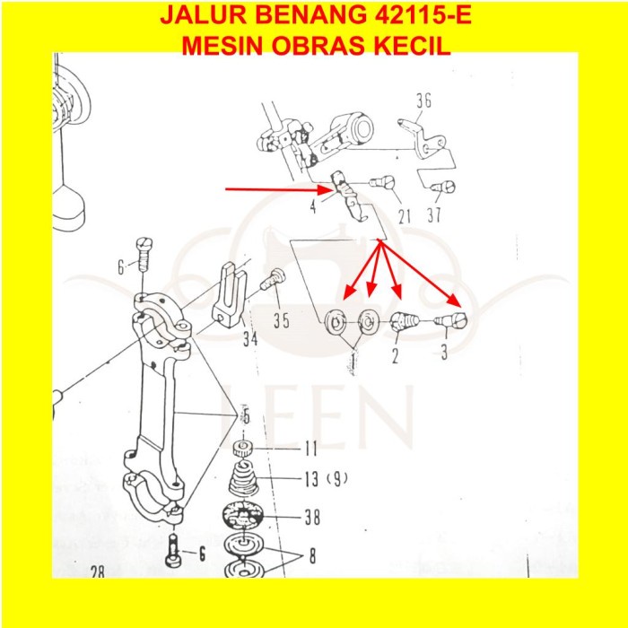 Jalur Benang Mesin Jahit Obras Kecil GN1 DC1 81A1 (42115-E) LEEN