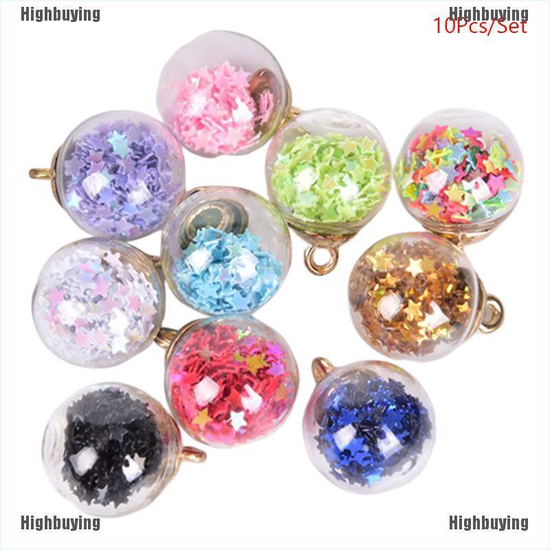 Hbid Glory 10Pcs / Set Liontin Bola Kaca Pentagram Natal Untuk Membuat Perhiasan DIY