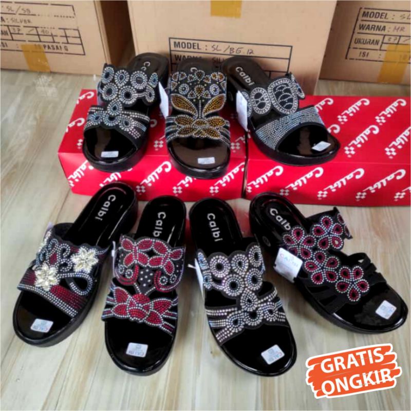 [PROMO GRATIS ONGKIR]SANDAL SELOP WEDGES MODEL CALBI TERBARU BLINK BLINK