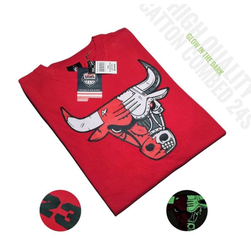 KAOS T-SHIRT CHICAGO BULLS GLOW IN THE DARK FULLTAG &amp; LEBEL