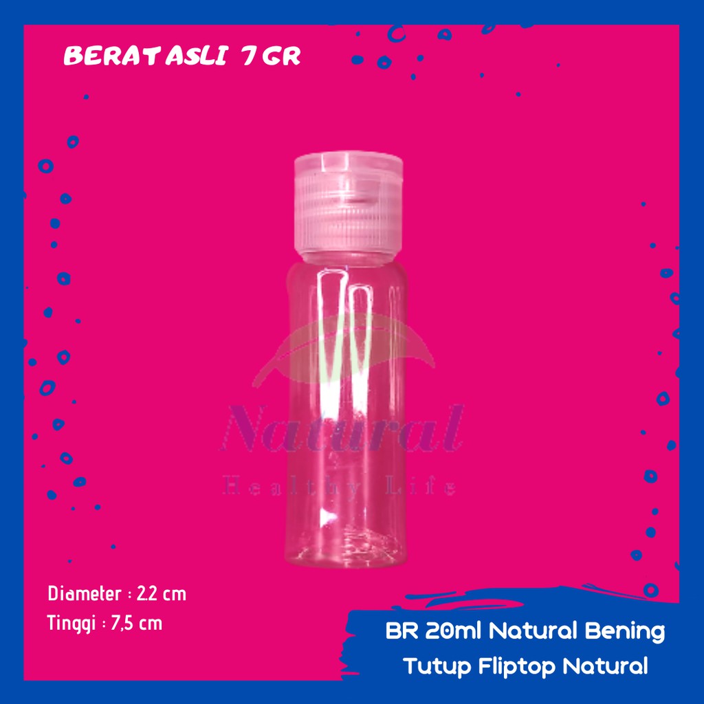 Botol 20ml Natural Bening  Fliptop neck 18 Bahan PET