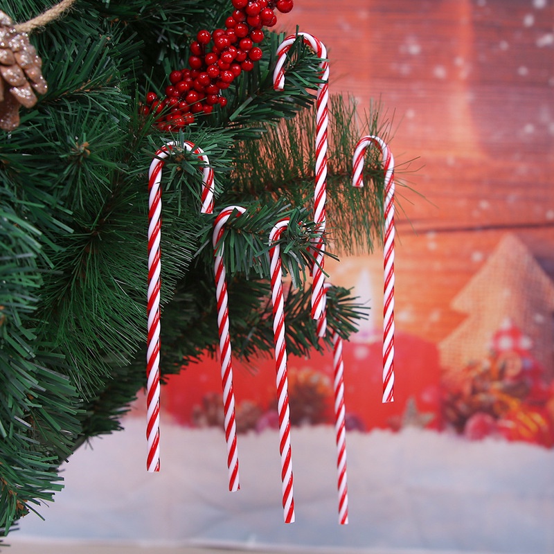 10Pc/Set Christmas Tree Ornaments PVC Candy Crutches / Christmas Home Scene Decoration Products