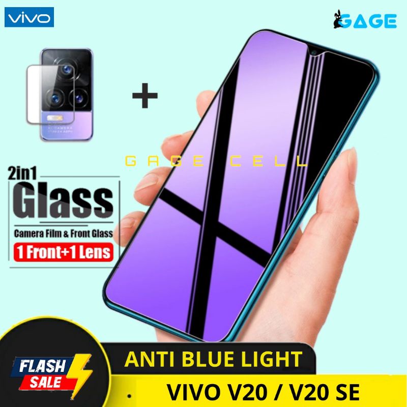 2in1 TEMPERED GLASS ANTI BLUE LIGHT FULL LAYAR VIVO V20 SE TG ANTI GORES RADIASI SCREEN PROTECTOR