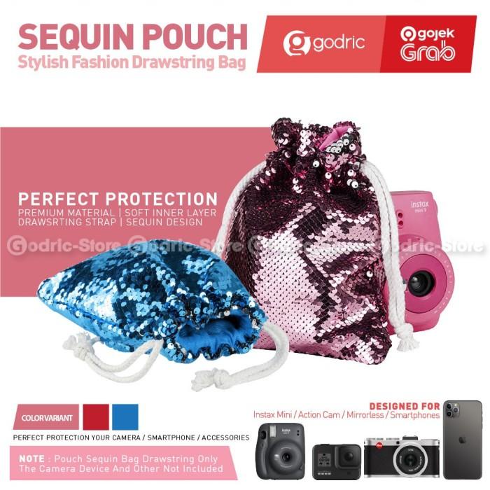 [Nc] Pouch Serut Sequin Tas Multifungsi Case Camera Bag Fuji Baru Berkualitas