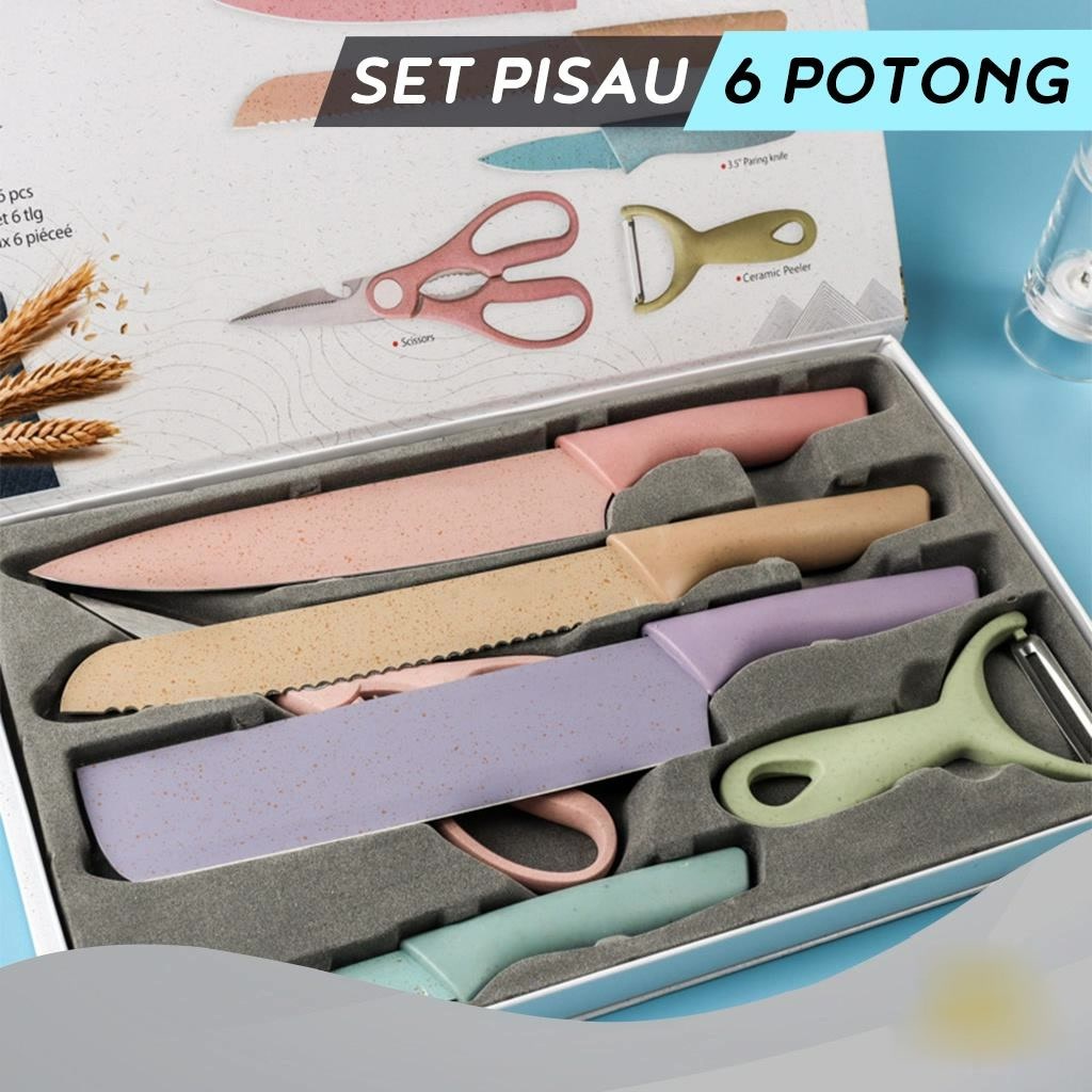 Pisau Sultan - Kitchen Knife Set Stainless Steel / Pisau Dapur Set 6 in 1 Bahan Stainless Steel PREMIUM