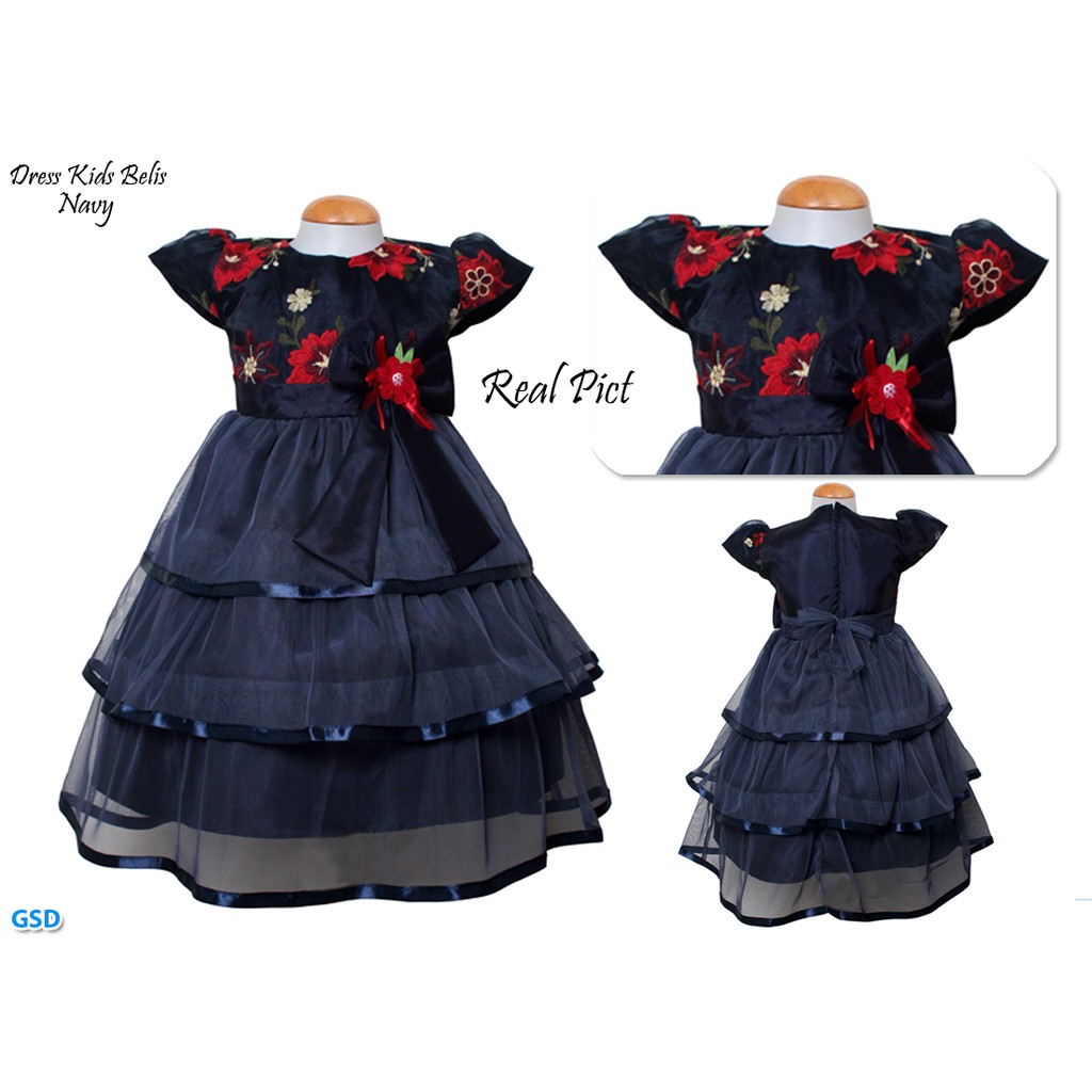 Dress Kids Belis/Diskon Baju Pesta Anak Ada Pita Tempel/Gaun Anak Anak Umur 5 - 12 Tahun Best Seller