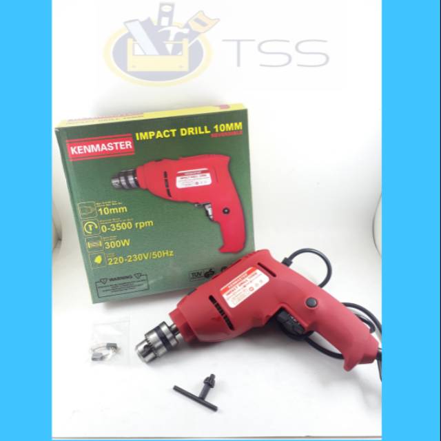 KENMASTER Mesin bor Kenmaster bolak balik 10mm bor tangan 2 arah 10 mm Bor kayu besi beton tembok