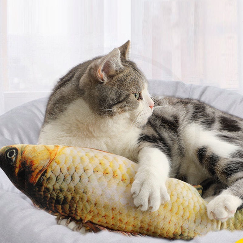 mainan kucing bentuk ikan dan catnip mainan boneka tahan gigitan mainan kucing