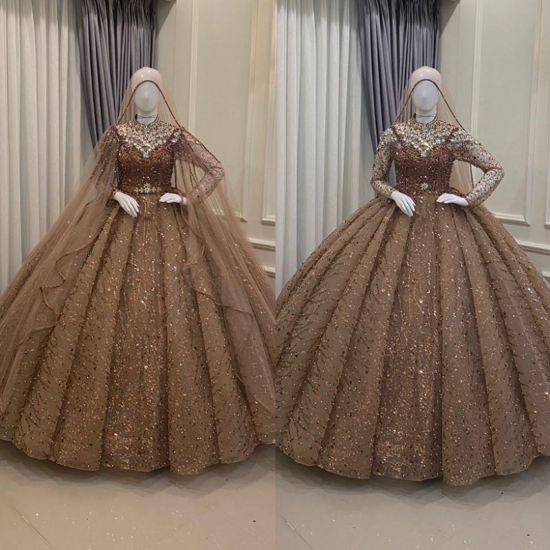 TERBARU//GAUN PENGANTIN BELIMBING MEWAH PREMIUM 2 IN 1//GOWN WEDDING MEWAH BEREKOR