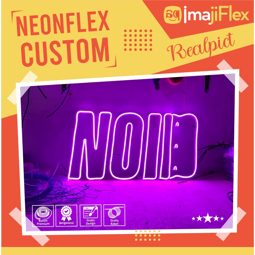 Neonflex Custom, Neonsign 4 huruf, Lampu hias, Lampu Cafe