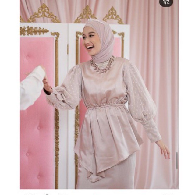 Ready Daphne blouse warna peony size XXL by vanilla hijab