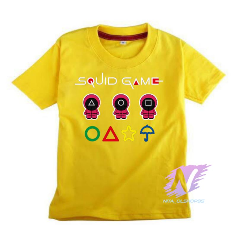 kaos anak squid game terbaru logo squid