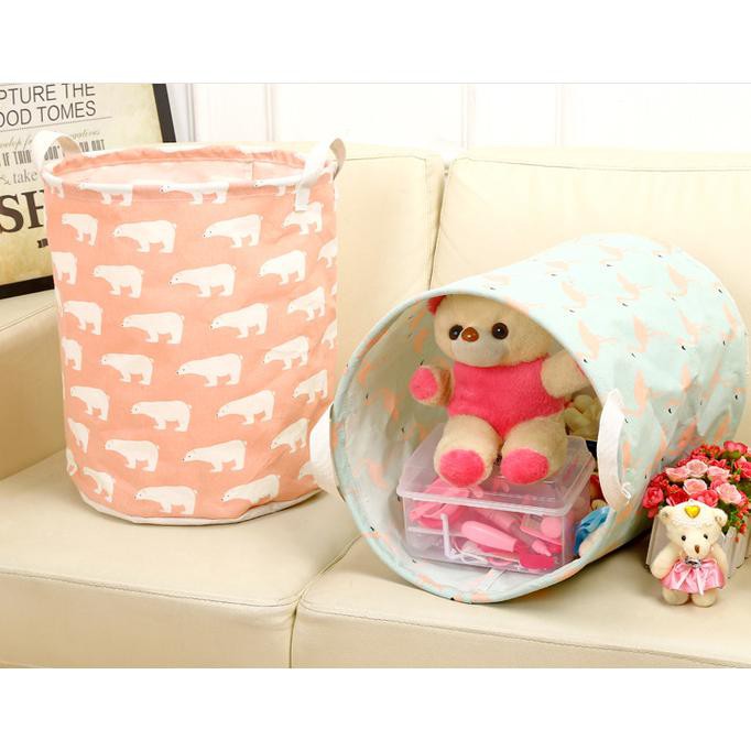 Baru Keranjang Lipat Serbaguna Cucian Baju Pakaian Mainan Laundry Bag - Beruang Pink Segera Beli