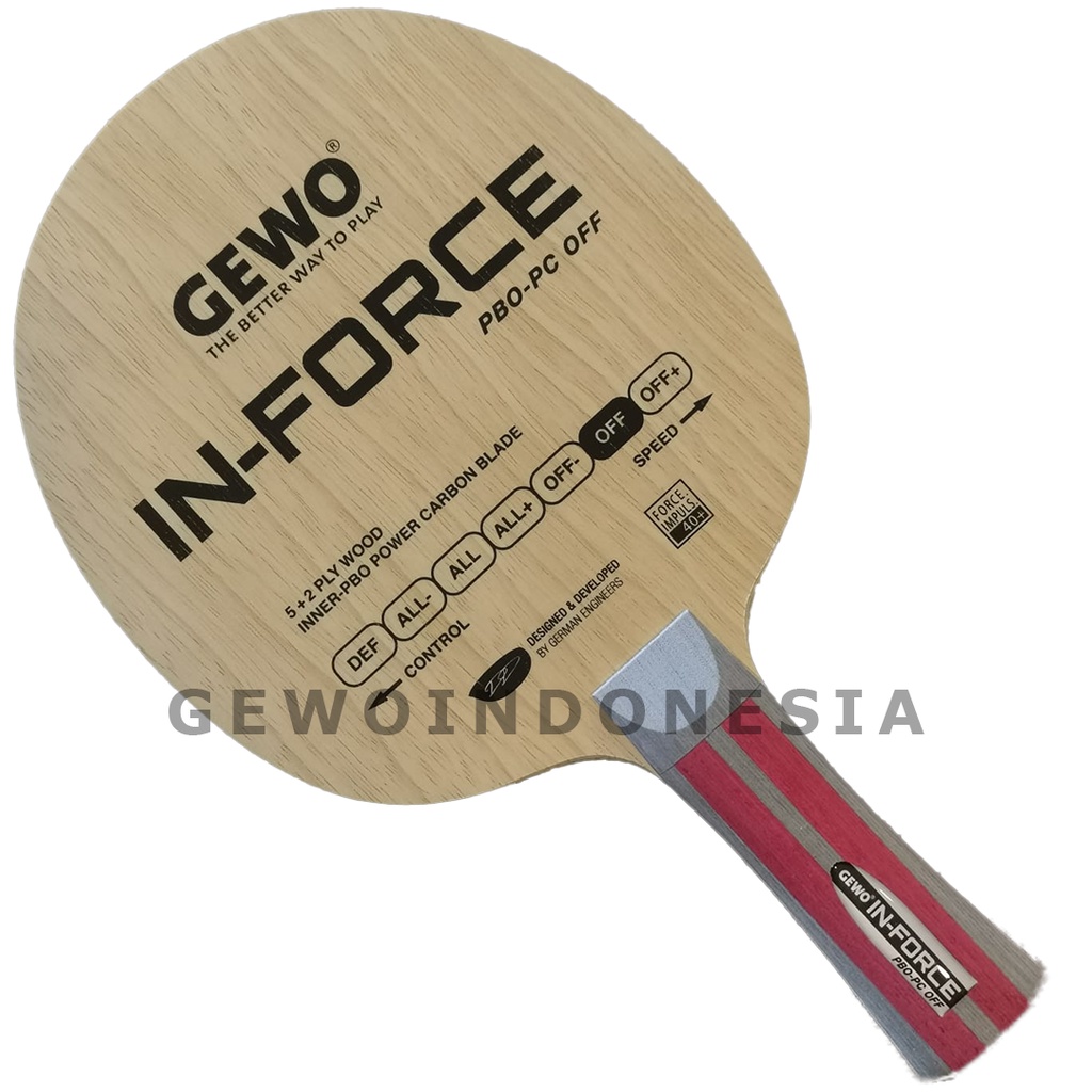 Gewo In-Force PBO-PC OFF - Kayu Pingpong Blade Tenis Meja Bet Bat Offensive