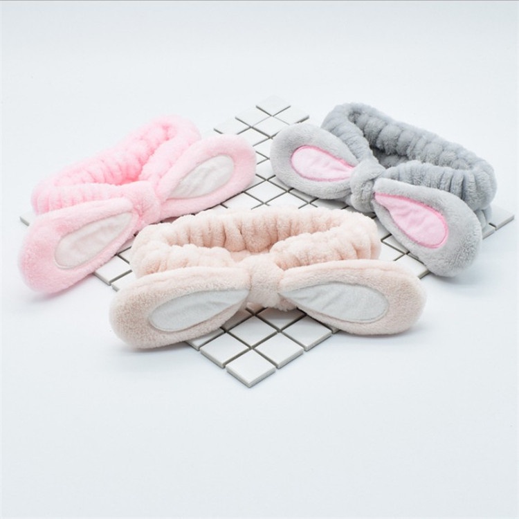 Bando Syal Kartun Langsung Busur Kain Manis Telinga Kelinci Tiga Mensi Mencuci Wajah Ikat Kepala Sim