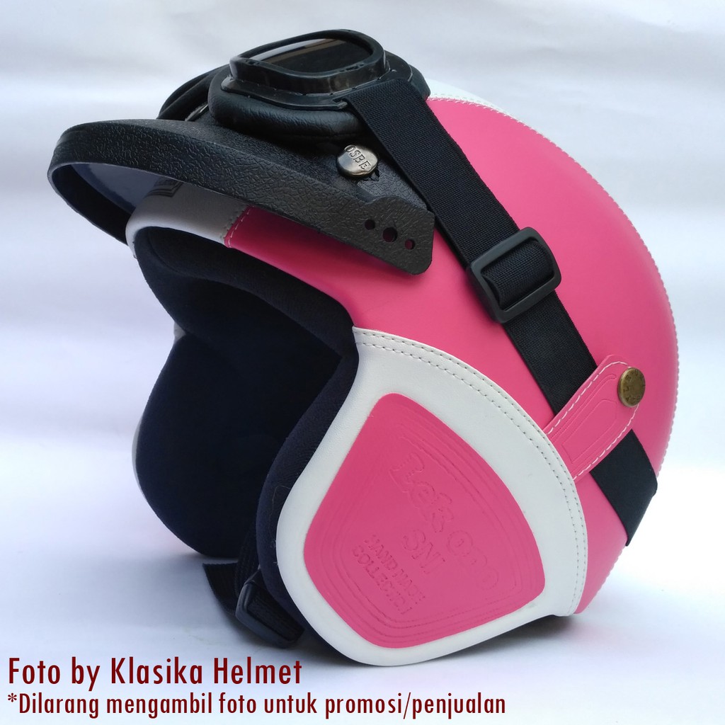 Helm Pink Kacamata Orogonal Vintage Klasik Motor Cb Skuter Matic