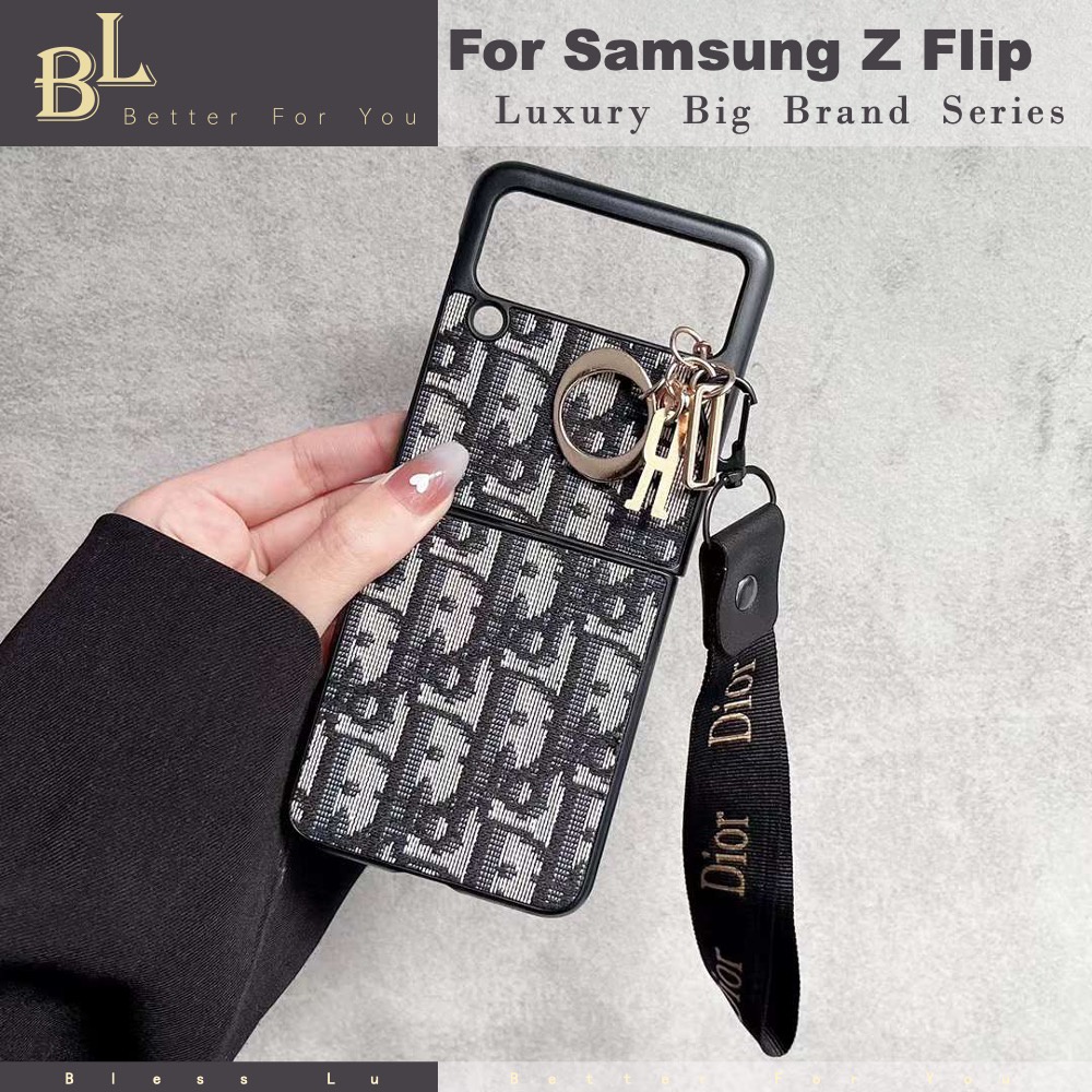 BL Flip Case Samsung Galaxy Z Flip 3 2 1 Z Fold 3 2 1 Bahan Kain Dengan Tali Lanyard
