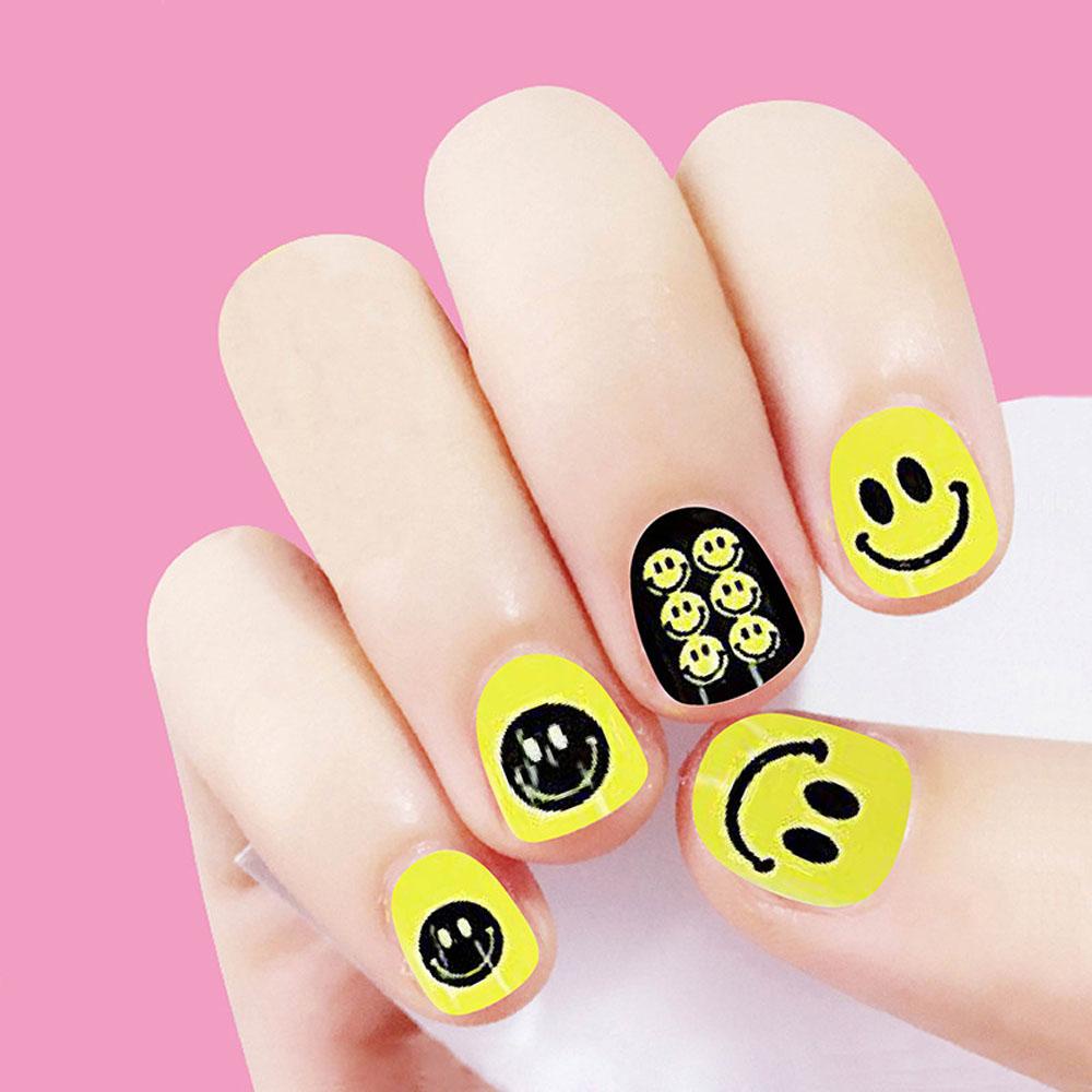 Agustina Smiley Stiker Kuku Salon Perekat Diri Emoticon Bintang Pelangi Manicure Aksesoris DIY Nail Art