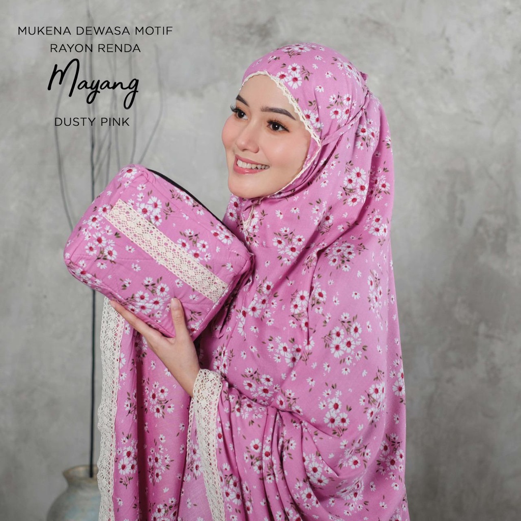 PUSAT MUKENA TASIK - MUKENA DEWASA RENDA RAYON MOTIF MAYANG